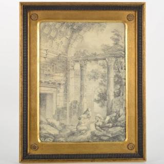 Appraisal: Manner of Claude Lorrain Capriccio with ruins and soldier graphite