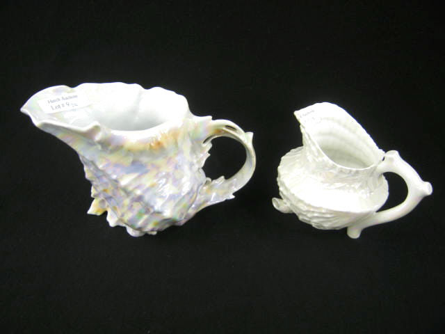 Appraisal: Figural Porcelain Shell Pitchers cream milk size Royal Bayreuth style