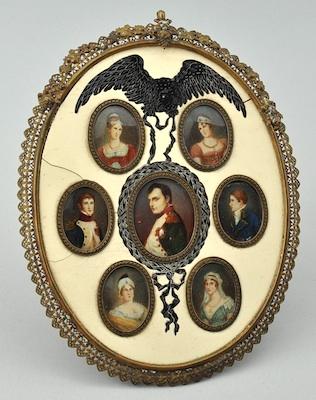 Appraisal: A Group of Framed Napoleonic Miniature Portraits With Napoleon as