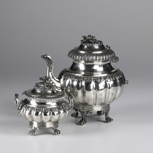 Appraisal: ANTIQUE SILVER PARTIAL COFFEE SERVICE Coffee pot and covered two-handled