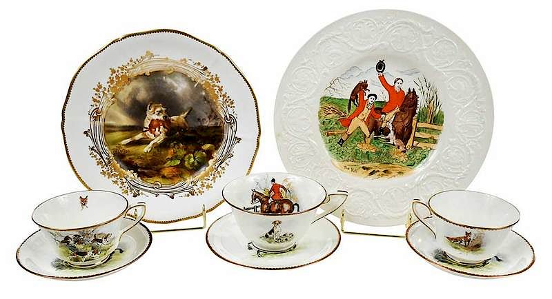 Appraisal: Assorted Dishware Decorated with Hunting Scenes British th th century