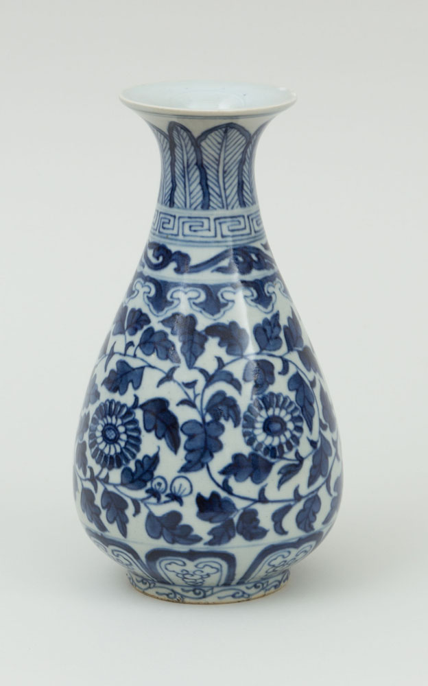 Appraisal: CHINESE BLUE AND WHITE PORCELAIN PEAR-FORM VASE With underglaze blue