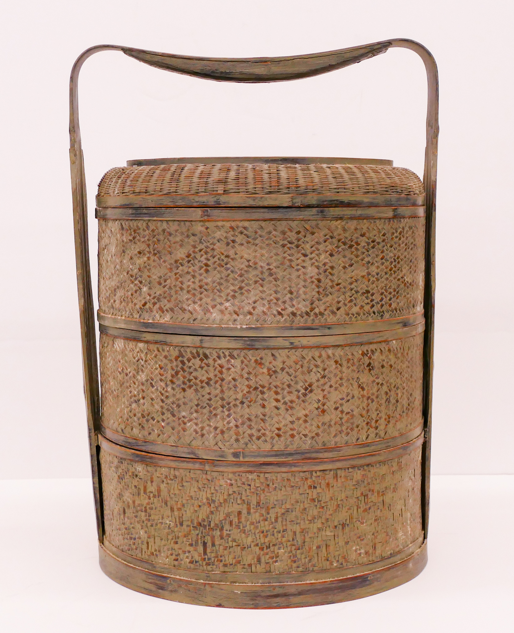 Appraisal: Old Chinese Stacking Woven Food Basket- x ''