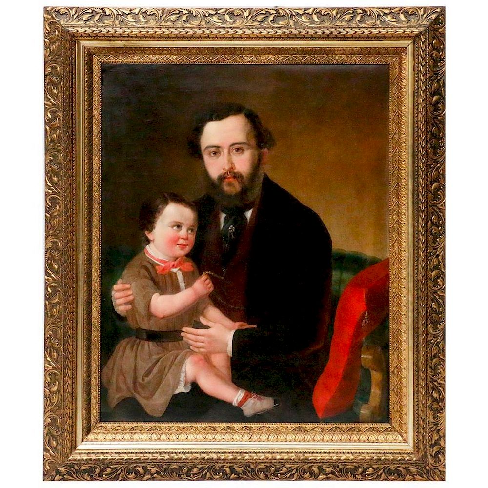 Appraisal: A th century oil on canvas portrait of a father