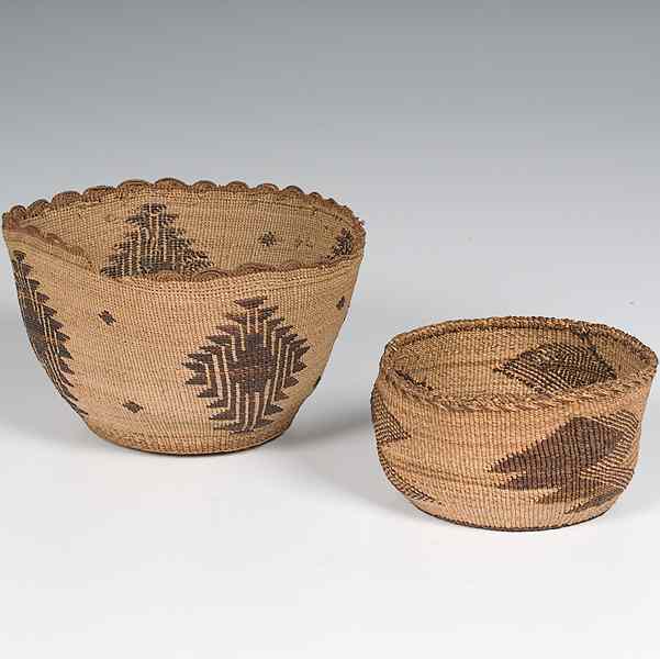 Appraisal: Klamath Baskets lot of includes one with scalloped rim and