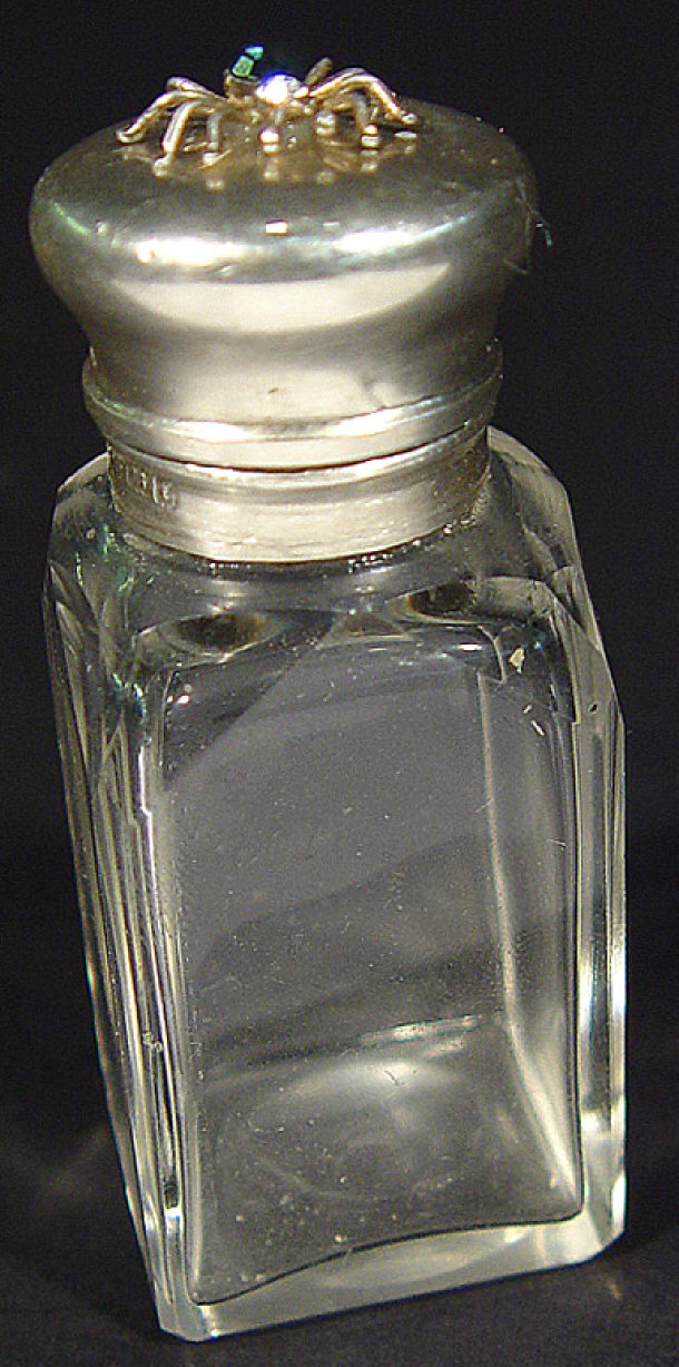 Appraisal: Silver mounted cut glass scent bottle the lid stamped S