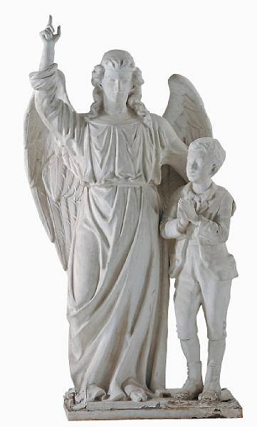 Appraisal: An American painted zinc figure of the Guiding Angel attributed