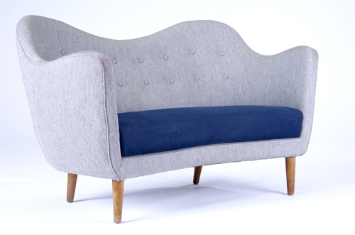 Appraisal: FINN JUHL CARL BRORUP Loveseat upholstered in two fabrics x