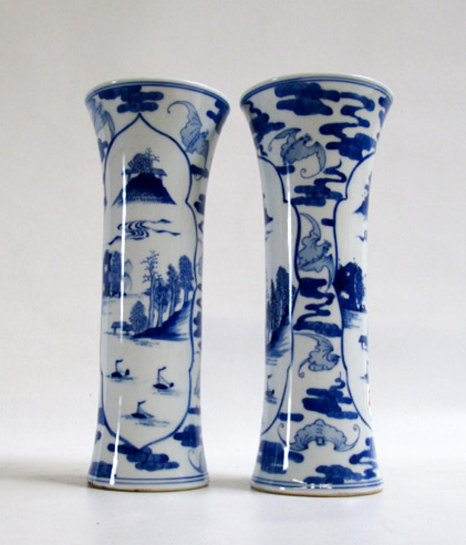 Appraisal: A PAIR OF CHINESE PORCELAIN VASES beaker shaped with matching