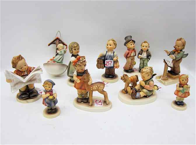 Appraisal: TEN GERMAN HUMMEL PORCELAIN FIGURINES TM- - ''Band Leader ''