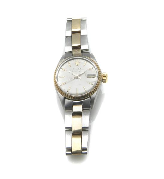 Appraisal: Rolex A ladies self-winding gold and stainless steel calendar wristwach