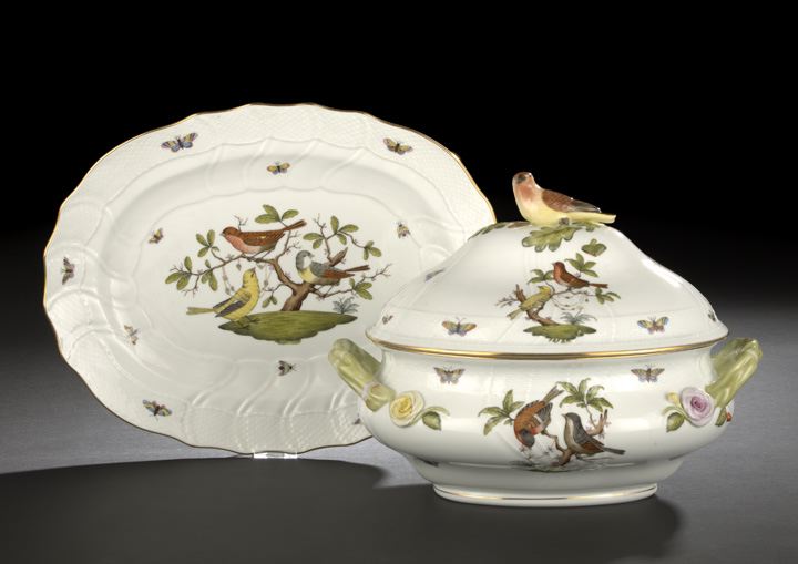 Appraisal: Fine Herend Porcelain Covered Soup Tureen and Underplate in avian