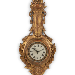 Appraisal: A Louis XVI Style Giltwood Cartel Clock th Century Height