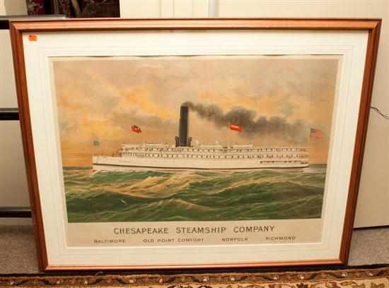 Appraisal: Chesapeake Steamship Company advertising print framed Estimate - No condition