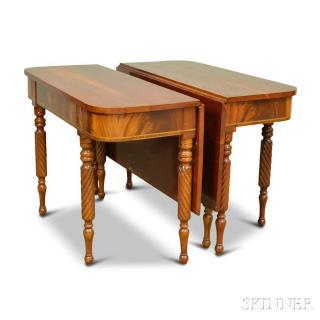 Appraisal: Classical-style Inlaid Mahogany Two-part Dining Table ht wd lg in