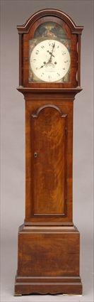 Appraisal: GEORGE III MAHOGANY LONGCASE CLOCK The domed cresting opening to