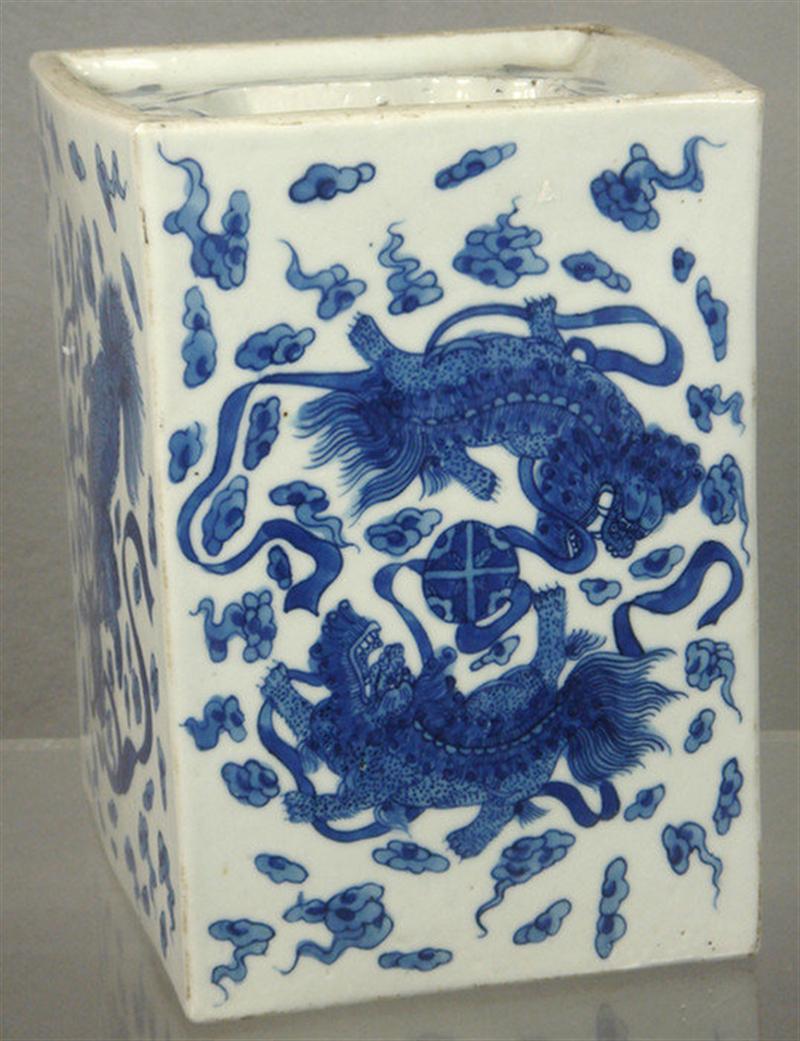 Appraisal: th c Chinese porcelain censor irregular in shape open cash