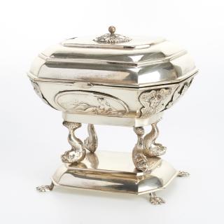 Appraisal: Continental Empire silver sugar box Continental Empire silver sugar box