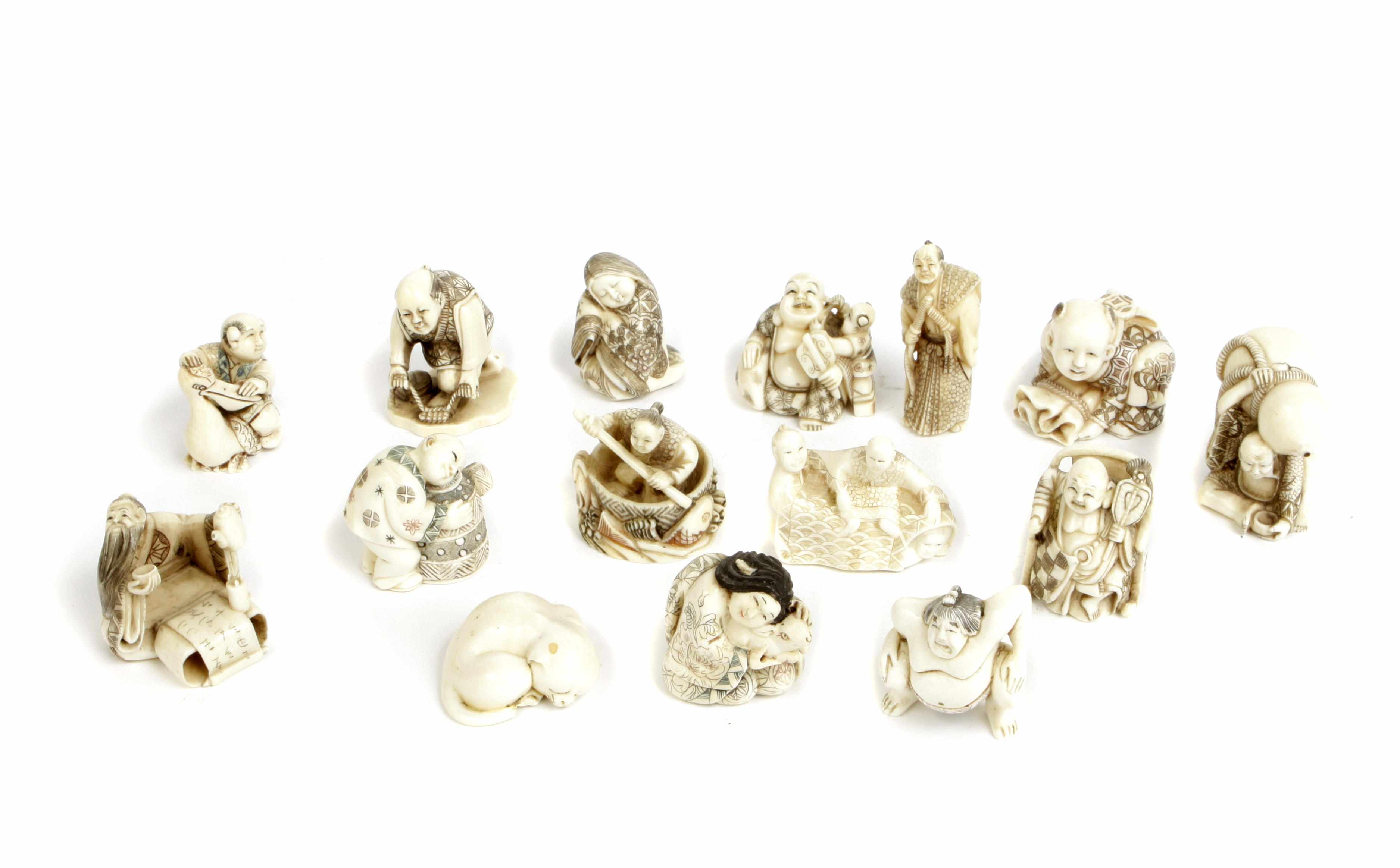 Appraisal: Asian Works of Art A group of fourteen contemporary ivory