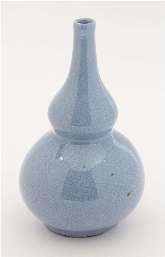 Appraisal: Sale Lot A Pale Blue Crackled Glaze Double-Gourd Form Vase