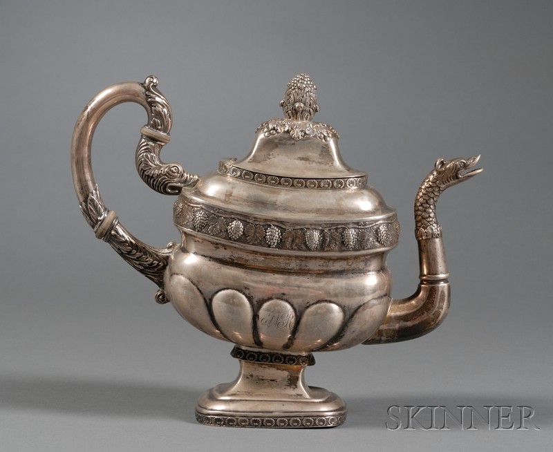 Appraisal: American Empire Coin Silver Teapot New York Philadelphia John Crawford