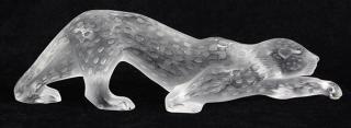 Appraisal: Lalique frosted glass sculpture of a Zella panther Lalique frosted