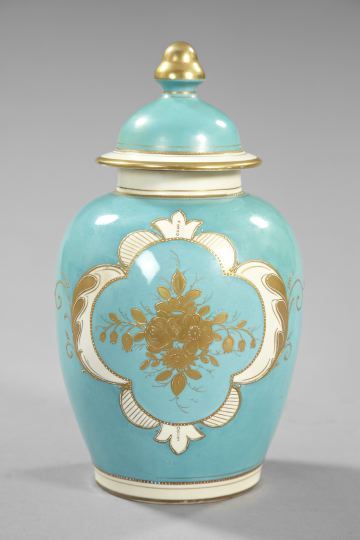 Appraisal: Heinrich Baensch Lettin Bleu Celeste-Ground Porcelain Covered Vase first quarter