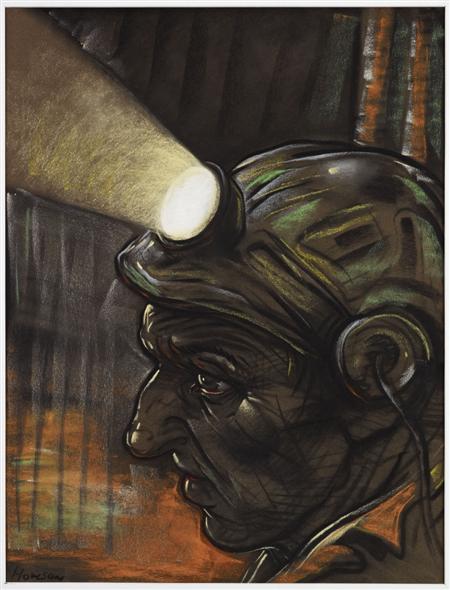 Appraisal: PETER HOWSON SCOTTISH B MINER Signed pastel cm x cm