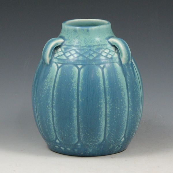 Appraisal: Uncommon Rookwood handled vase from in matte blue with diamond