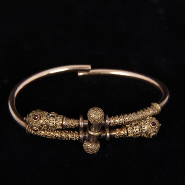 Appraisal: Victorian gold filled bypass wrap style bangle bracelet with filigree