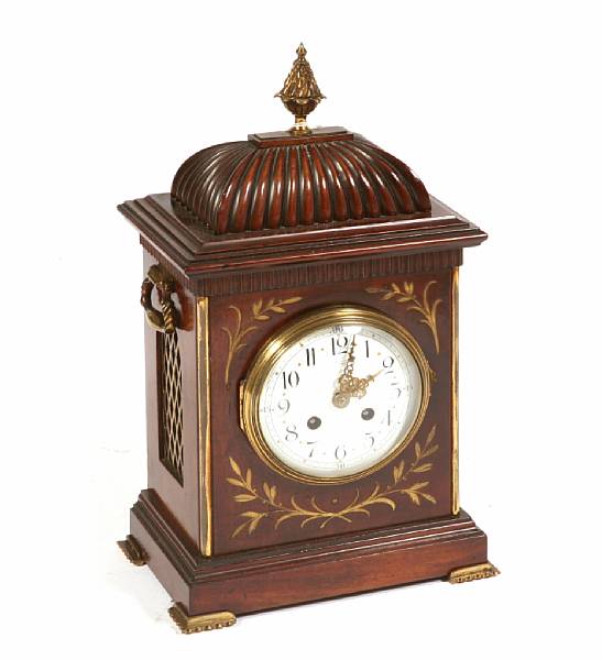 Appraisal: A mahogany and brass inlaid bracket clock height in