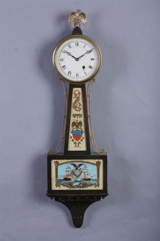 Appraisal: SETH THOMAS MAHOGANY PRESENTATION BANJO CLOCK Circa Spring driven time