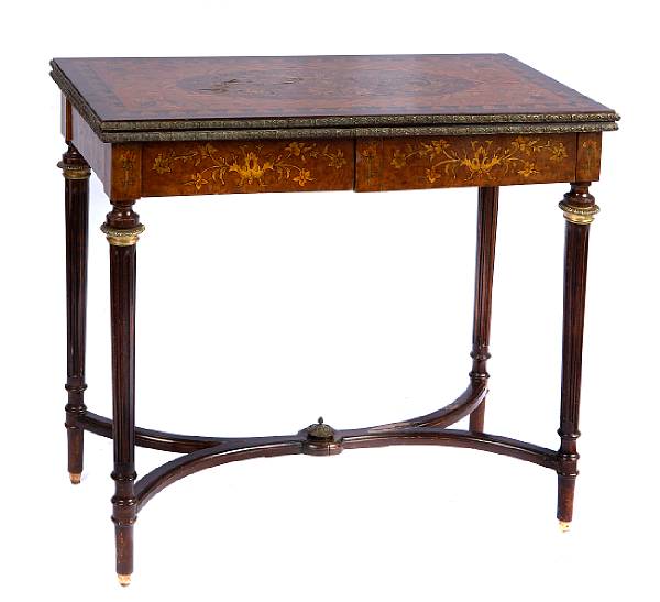 Appraisal: An Italian Rococo style metal mounted games table height in