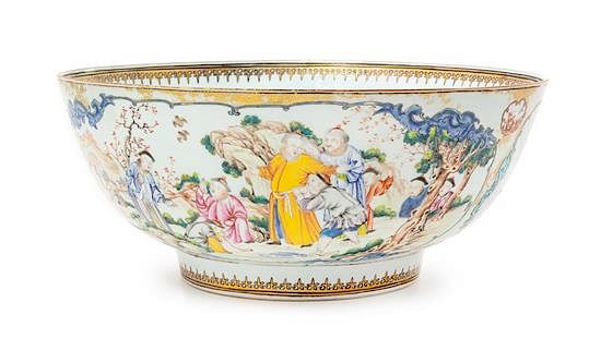 Appraisal: A Large Chinese Porcelain Punch Bowl Height x diameter inches