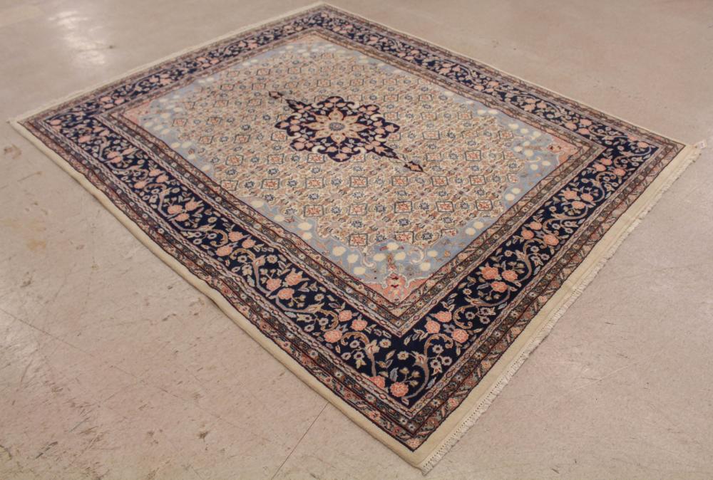 Appraisal: HAND KNOTTED ORIENTAL CARPET Indo-Persian central medallion and surrounding Herati