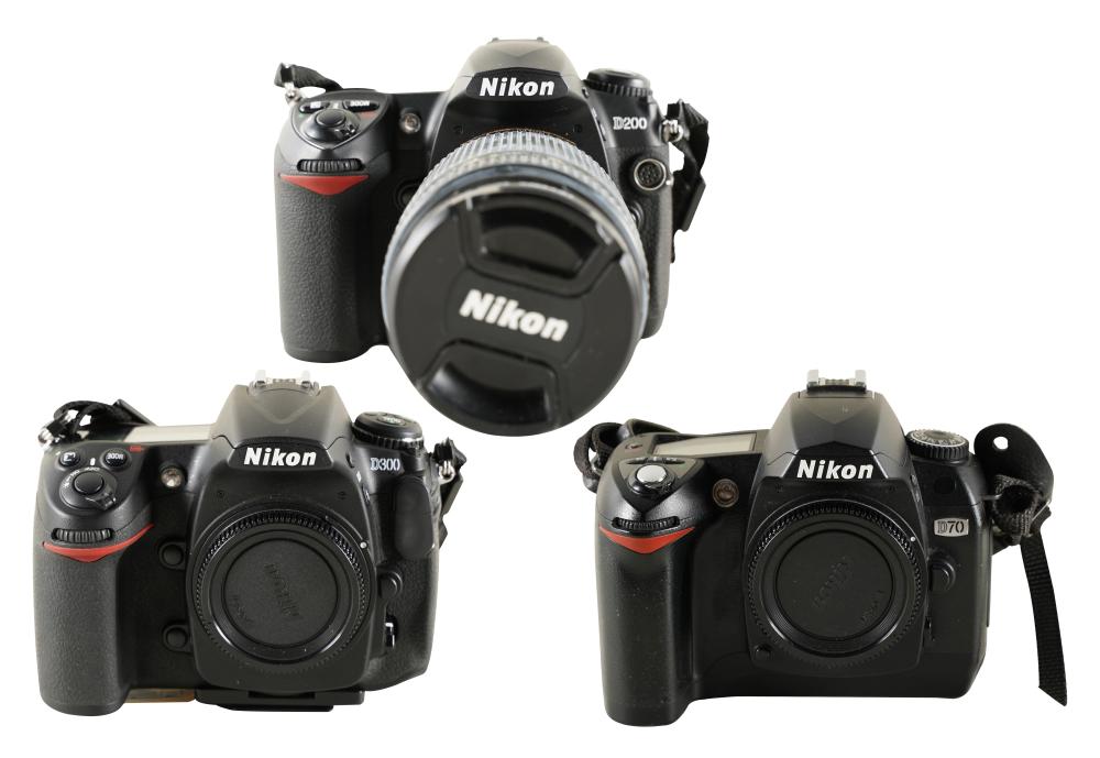 Appraisal: GROUP OF NIKON CAMERAScomprising three camera bodies D D D