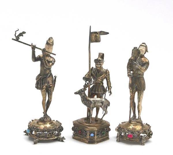 Appraisal: A group of three German ivory and sterling figures height