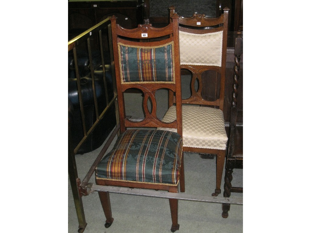 Appraisal: Pair of Art Nouveau oak dining chairs