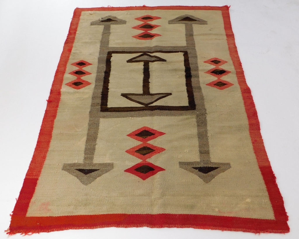 Appraisal: C NAVAJO GEOMETRIC ARROWS DIAMONDS RUG United States Circa Central