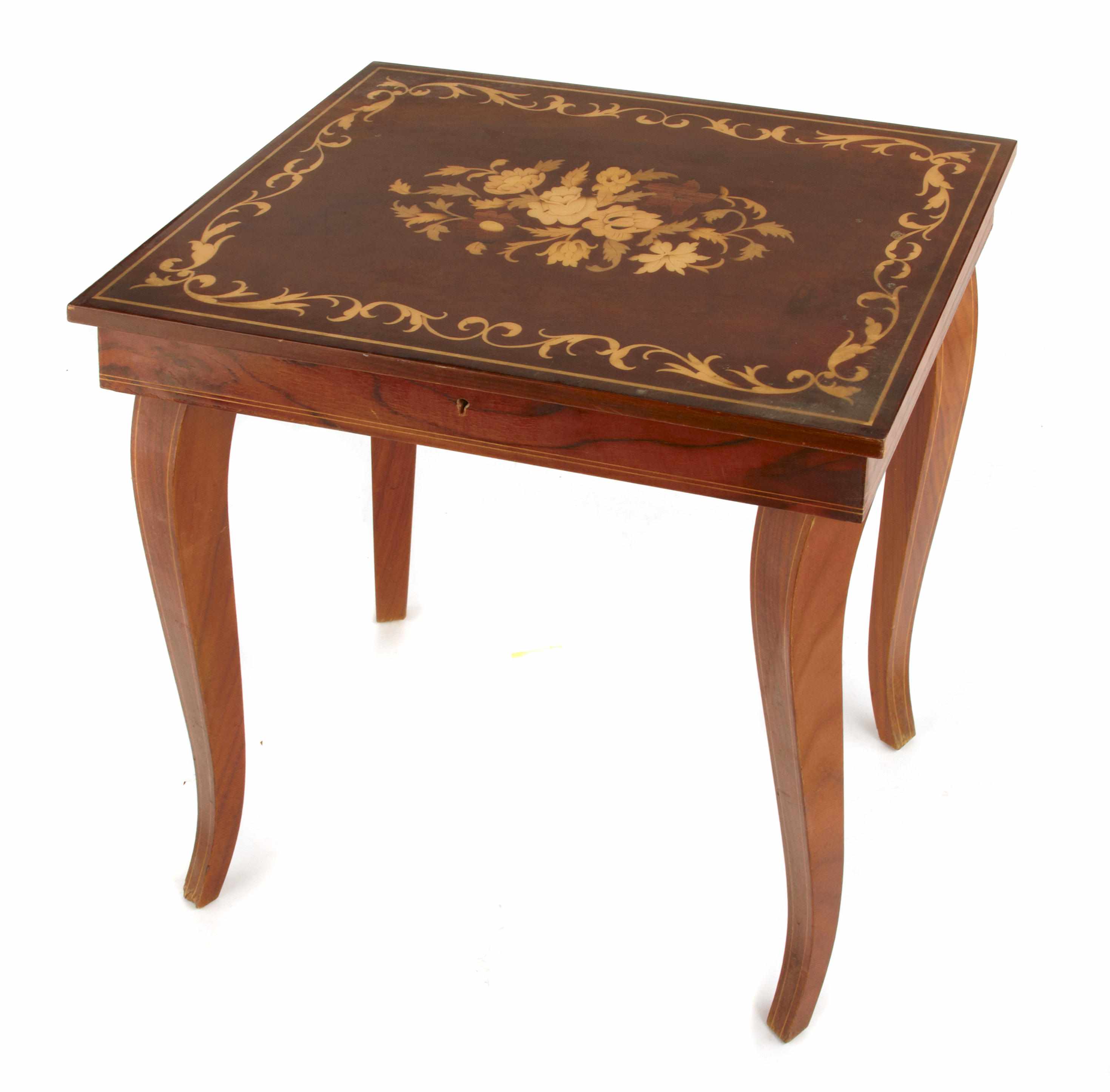 Appraisal: A Louis XV style marquetry music box table height in