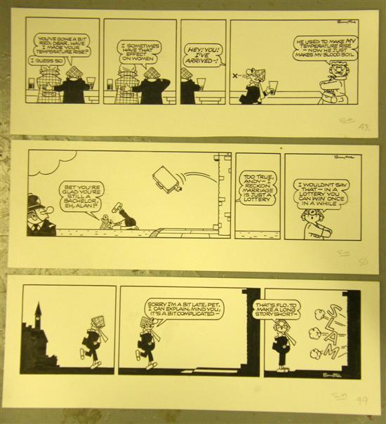 Appraisal: Three original Andy Capp cartoons signed pen and ink each