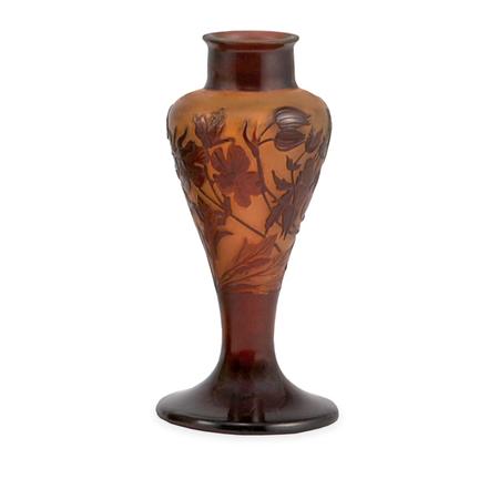 Appraisal: Galle Acid Etched Cameo Glass Bud Vase Estimate -