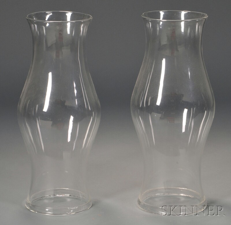 Appraisal: Pair of Blown Colorless Glass Hurricane Shades probably America th