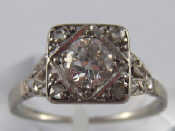 Appraisal: An Art Deco white metal diamond ring stamped ct Plat