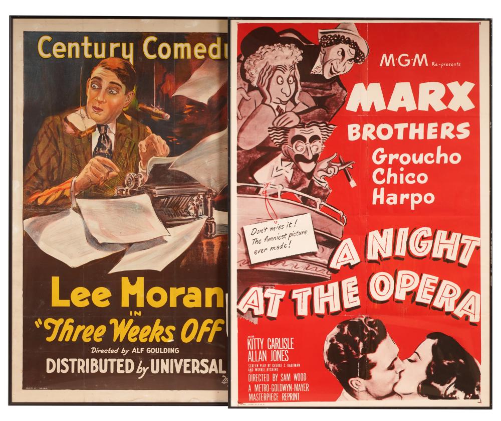 Appraisal: TWO VINTAGE MOVIE POSTERScomprising Three Weeks Off and the Marx