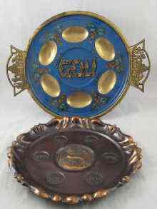 Appraisal: A copper seder plate approx cm diameter together with a