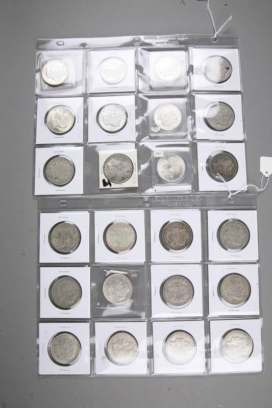 Appraisal: TWENTY-FOUR MORGAN SILVER DOLLARS Eighteen three Denver mint two San