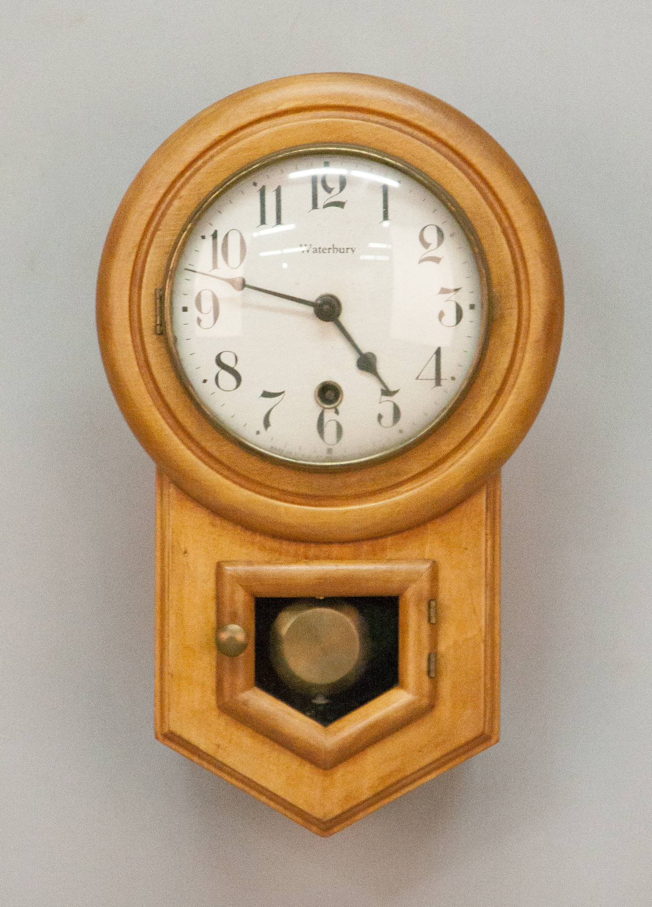 Appraisal: Waterbury Miniature Schoolhouse Clock Daintie Maple case Original dial day