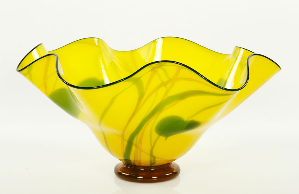 Appraisal: - Scalloped Art Glass Bowl Scalloped Art Glass bowl signed