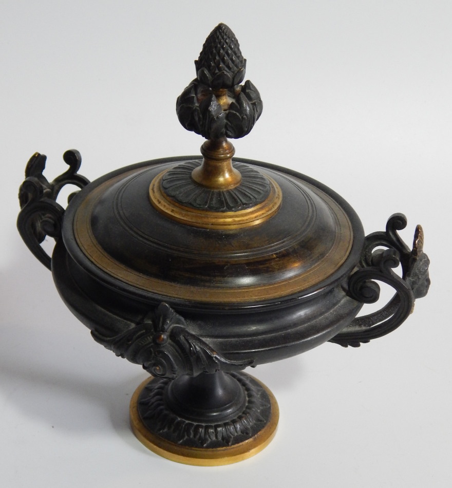 Appraisal: A thC French parcel gilt bronze urn and cover with